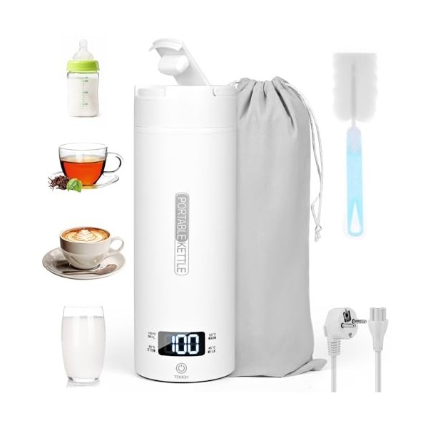 Dreamhigh® Bouilloire de Voyage, 450ml Mini Bouilloire Electrique, 300W Petite Bouilloire Electrique, Chauffe Eau Portable po
