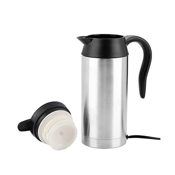 Voiture Électrique Bouilloire, 750ml 24V En Acier Inoxydable Voiture Chauffage Tasse avec Allume-cigare Chargeur pour Eau Cha