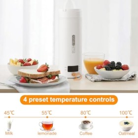 Focenat 500ML Portable Bouilloire Electrique Acier inoxydable 316, Bouilloire Electrique de Voyage avec écran LCD, 4 Temperat