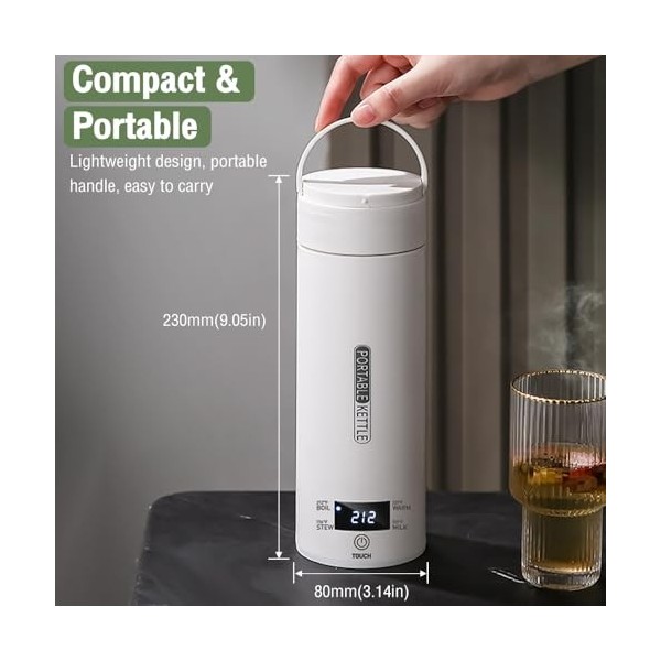 Bouilloire électrique portable, intérieur en acier inoxydable 304, 4 réglages de température réglables, maintien au chaud pen