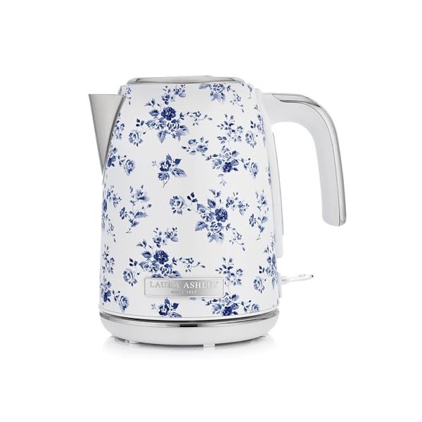 Laura Ashley Bouilloire Electrique 1,7 L avec Motif Elveden Bleu par VQ - Bouilloire Électrique Sans Fil avec Ébullition Rapi