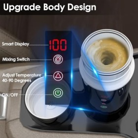 Mini Bouilloire Electrique, Diealles Shine 420ML Bouilloire de Voyage, Contrôle de La Température et Mixer, Arrêt Automatique