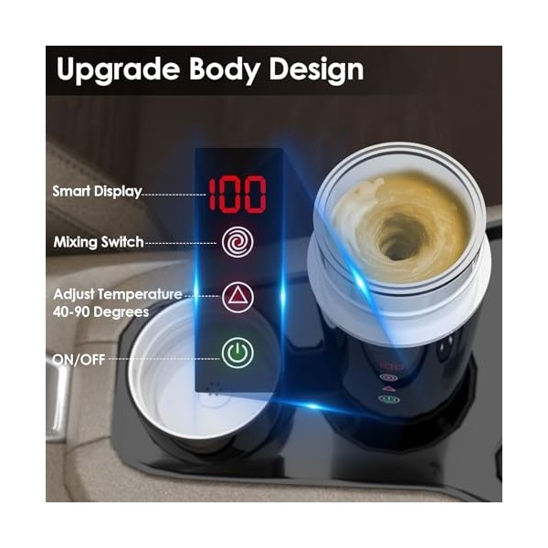 Mini Bouilloire Electrique, Diealles Shine 420ML Bouilloire de Voyage, Contrôle de La Température et Mixer, Arrêt Automatique