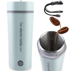 Bouilloire électrique portable pour voiture, 450 ml, 12 V, 80 W, avec doublure en acier inoxydable 304, mini tasse chauffante