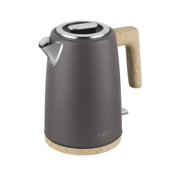 Botti Pedro bouilloire électrique 1,7L noir | Puissance de 2200W | Acier inoxydable brossé | Élément chauffant plat | Arrêt a