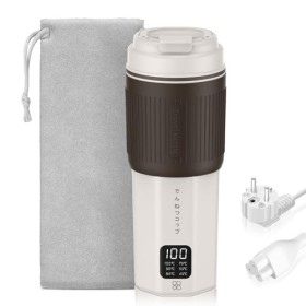 QianShouYan Bouilloire de Voyage 450ml avec Régulation de Température en 6 Étapes, 300W, Étanche, Protection Contre la Surcha