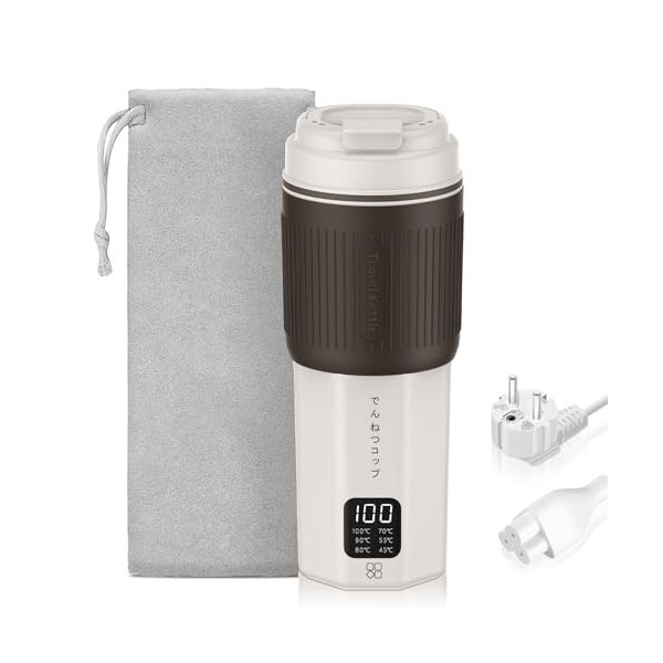 QianShouYan Bouilloire de Voyage 450ml avec Régulation de Température en 6 Étapes, 300W, Étanche, Protection Contre la Surcha