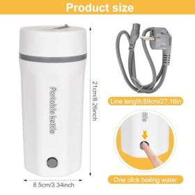 Bouilloire Electrique 500ML, 220V Bouilloire en Acier Inoxydable 304, Mini Bouilloire électrique de Voyage, Bouilloire de Voy