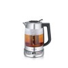 SEVERIN Bouilloire Eau et Thé, 1,7L, 3 000W, Filtre à thé, Température et Temps Dinfusion Personnalisables, Verre/Inox, WK 3