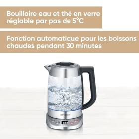 SEVERIN Bouilloire Eau et Thé, 1,7L, 3 000W, Filtre à thé, Température et Temps Dinfusion Personnalisables, Verre/Inox, WK 3