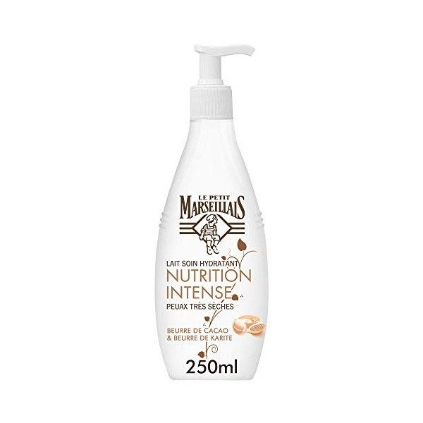 Le Petit Marseillais Lait Corps Hydratant, Nutrition Intense, au Beurre de Cacao et Karité, Pour Peaux Très Sèches, 250ml