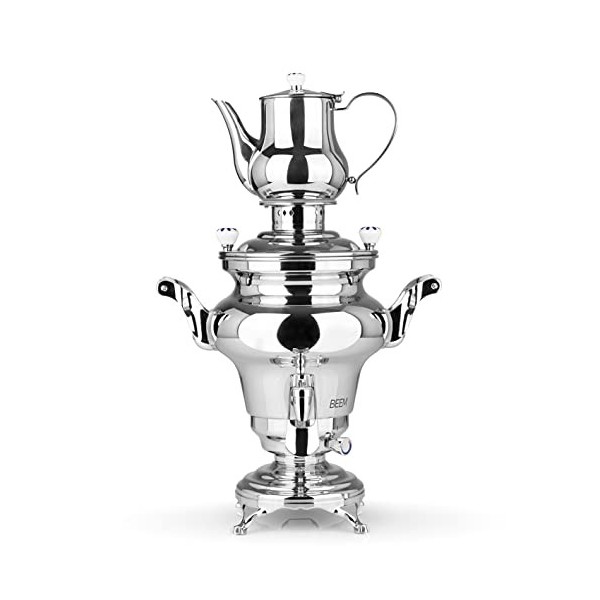 BEEM REBECCA + Samowar - 5 l - Acier inoxydable - Bouilloire turque électrique - 1800 W - Théière en acier inoxydable de 1,3 