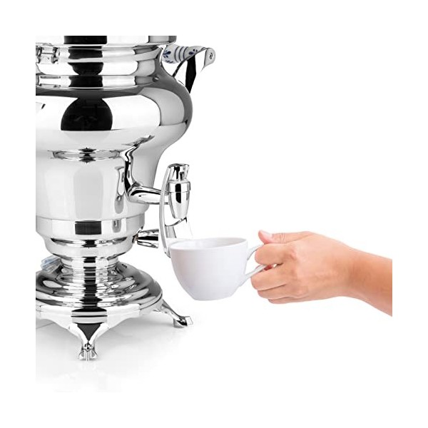 BEEM REBECCA + Samowar - 5 l - Acier inoxydable - Bouilloire turque électrique - 1800 W - Théière en acier inoxydable de 1,3 