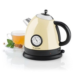 Klarstein Bouilloire électrique avec design classique et thermomètre analogique 1,7 litre crème