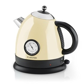 Klarstein Bouilloire électrique avec design classique et thermomètre analogique 1,7 litre crème