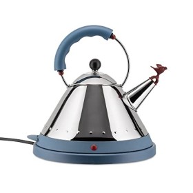 Alessi MG32 AZ Bouilloire Électrique sans Fil Acier Inoxydable et Résine Thermoplastique Bleu