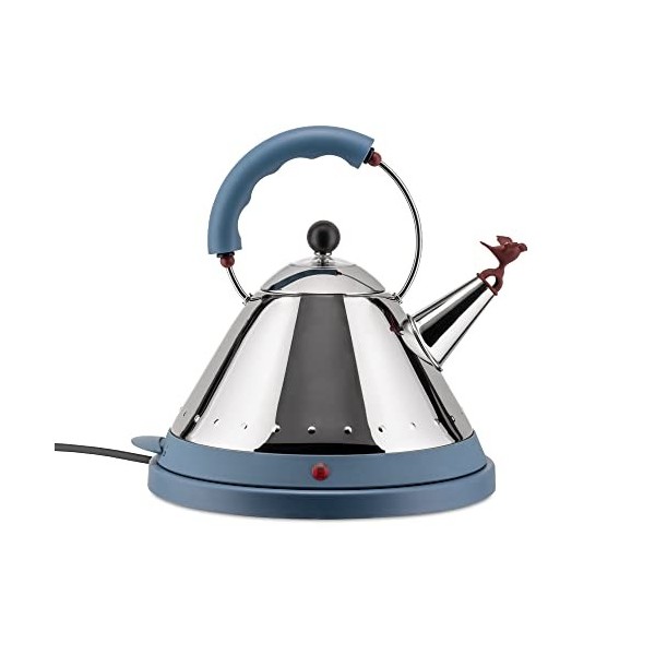 Alessi MG32 AZ Bouilloire Électrique sans Fil Acier Inoxydable et Résine Thermoplastique Bleu