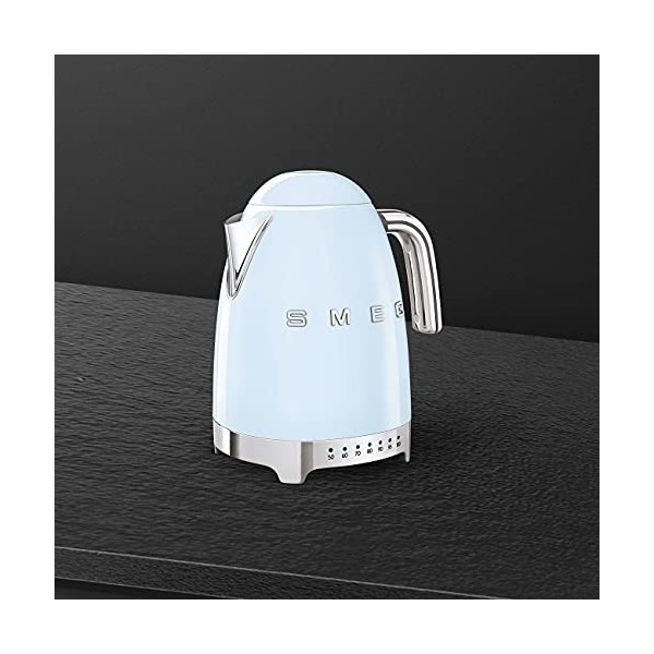 Smeg, Bouilloire à Température Variable KLF04PBEU 1,7 L, Plusieurs Température, Filtre Anticalcaire Lavable, Arrêt Automatiqu