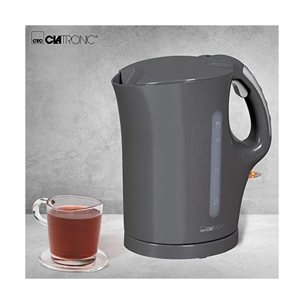 Clatronic Bouilloire, bouilloire 1,7 l avec arrêt automatique et manuel, filtre à chaux amovible, max. 2200 watts, bouilloire