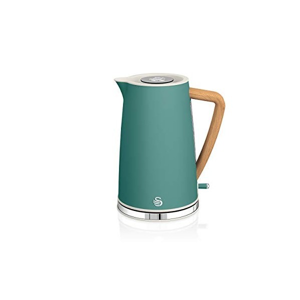 Swan Nordic Bouilloire électrique ultra rapide sans fil Design moderne 1,7 l 2200 W Blanc & Nordic Grille-pain à fente large