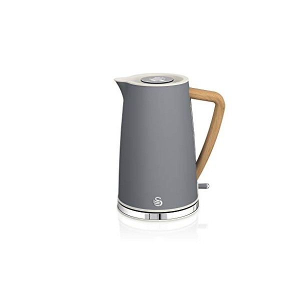 Swan Nordic Bouilloire électrique ultra rapide sans fil Design moderne 1,7 l 2200 W Blanc & Nordic Grille-pain à fente large 