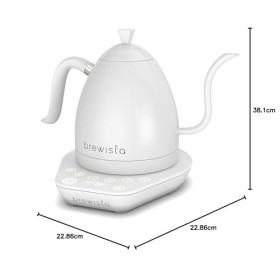 Brewista Artisan Pure White | Bouilloire électrique | Bec col de cygne | Régulation température | Slow Coffee Barista | 1,0 L