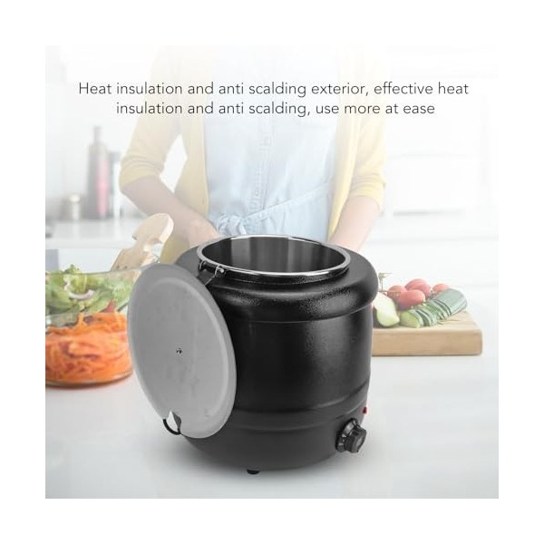Bouilloire à Soupe 10l, 400W, Chauffe-soupe, Amovible, avec Doublure en Acier Inoxydable, Isolation Thermique Prise UE 220V 