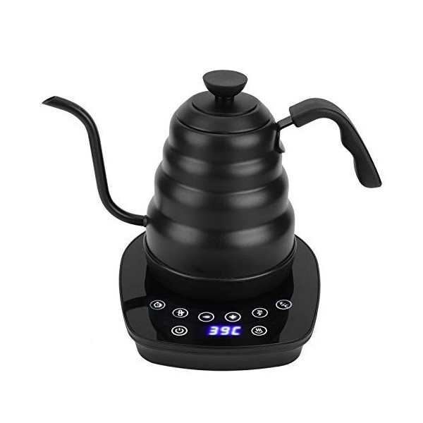 Bouilloire Électrique à Long Bec, Bouilloire à Café en Acier Inoxydable de 1,2 L, 1000 W, Affichage Numérique à LED, Contrôle