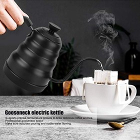 Bouilloire Électrique à Long Bec, Bouilloire à Café en Acier Inoxydable de 1,2 L, 1000 W, Affichage Numérique à LED, Contrôle