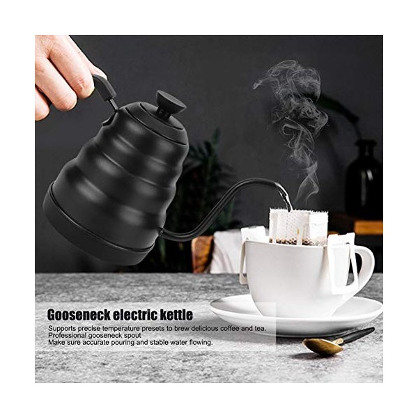 Bouilloire Électrique à Long Bec, Bouilloire à Café en Acier Inoxydable de 1,2 L, 1000 W, Affichage Numérique à LED, Contrôle