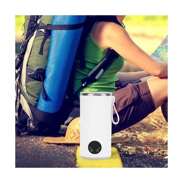 Bouilloire électrique de Voyage, Chaudière à Eau Portable sans Fil de 400 Ml, Mélangeur Rotatif intégré, Température Réglable