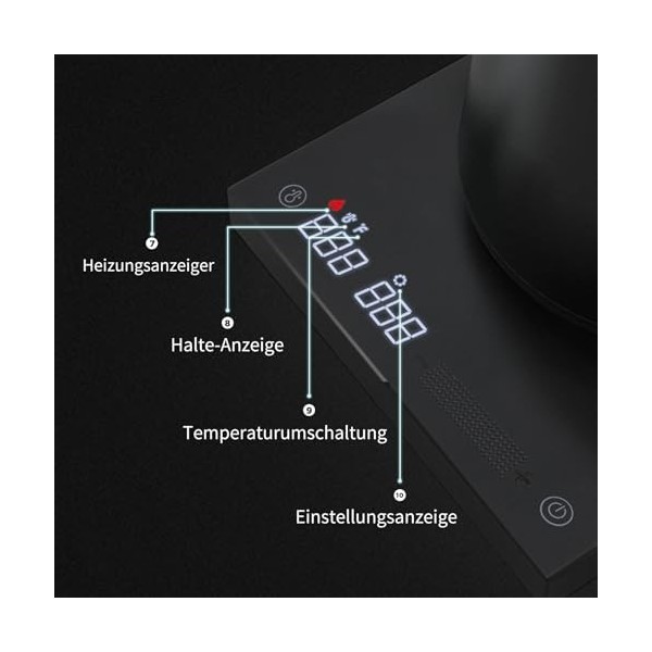 TIMEMORE Bouilloire en acier inoxydable à col de cygne, Fish Smart Coffee Electric Kettle 600ML Avec réglage de la températur