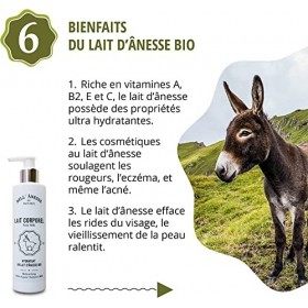 Lait corps hydratant au Lait dÂnesse BIO. Tous types de peau. Flacon pompe 250 ml