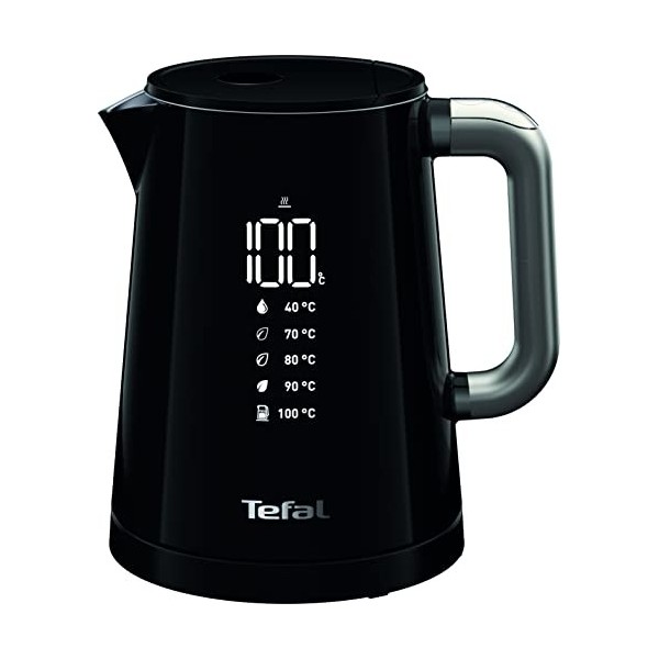 Tefal SmartN Light Bouilloire électrique 1L, Ecran numérique, 5 réglages, Filtre Amovible, Maintien au Chaud 30 Min & Grille ...