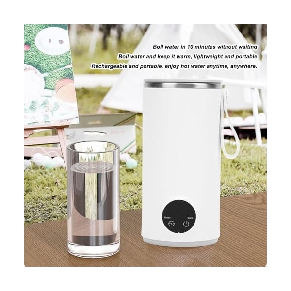 Bouilloire électrique de Voyage, Chaudière à Eau Chaude de Voyage sans Fil 400ML Rechargeable par USB, Petite Chaudière à Eau