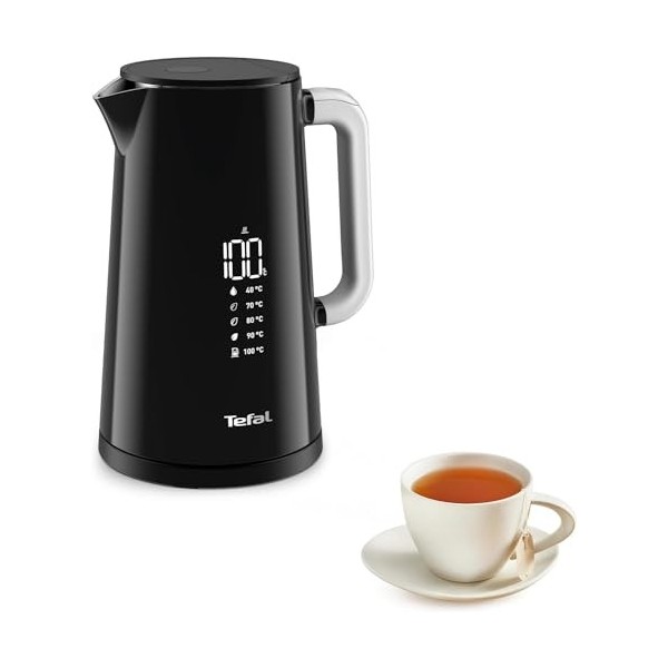 Tefal Bouilloire électrique sans fil, 1.7 L, Thermostat réglable, Affichage digital & Grille-pain électrique, 2 fentes extra 