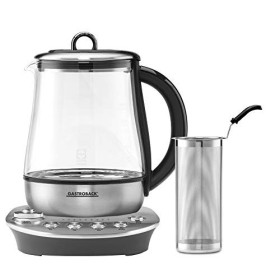 Gastroback 42434 Design Tea Aroma Plus Bouilloire à thé avec 8 programmes de thé 60 à 100 °C , récipient en verre de 1,5 l, 