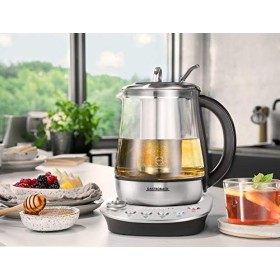 Gastroback 42434 Design Tea Aroma Plus Bouilloire à thé avec 8 programmes de thé 60 à 100 °C , récipient en verre de 1,5 l, 