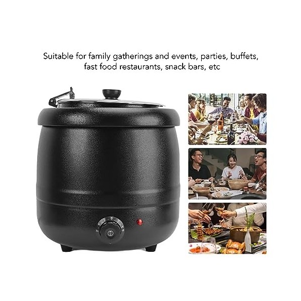 Thermos électrique 10L, Bouilloire à Soupe 400W avec Doublure Amovible en Acier Inoxydable, Isolation Thermique, Chauffe-soup