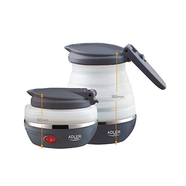 Adler AD 1279 AD1279 Bouilloire électrique, 750 W, 0.6 liters, Blanc et Gris foncé