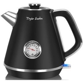 Taylor Swoden Aladin - Bouilloire rétro Vintage themomètre intégré, 2200W, 1,7L. Acier inoxydable, arrêt automatique, cadran 