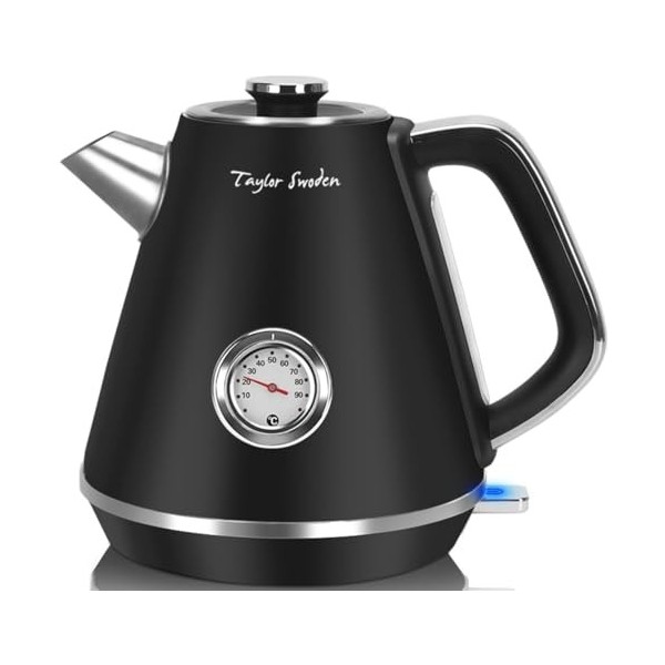 Taylor Swoden Aladin - Bouilloire rétro Vintage themomètre intégré, 2200W, 1,7L. Acier inoxydable, arrêt automatique, cadran 