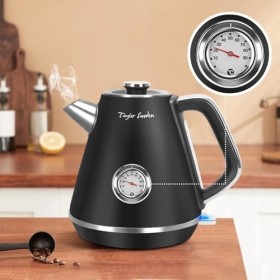 Taylor Swoden Aladin - Bouilloire rétro Vintage themomètre intégré, 2200W, 1,7L. Acier inoxydable, arrêt automatique, cadran 