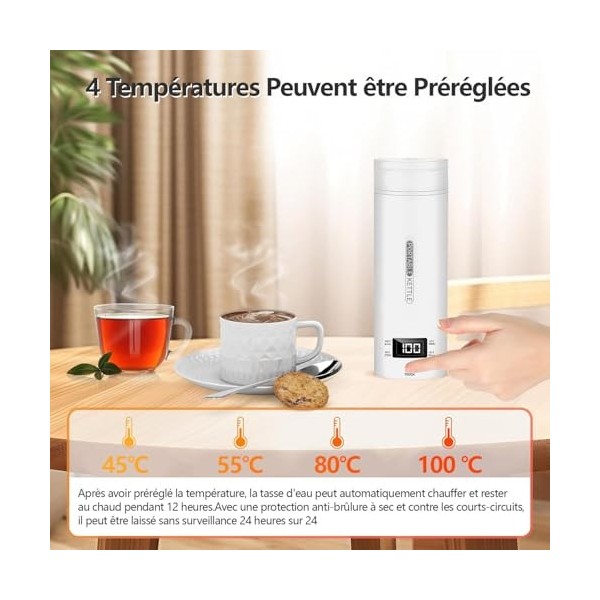 Bouilloire De Voyage,Bouilloire Electrique Portable,220-240V 500ml,Commande Tactile,Faire Bouillir Rapidement,Acier Inoxydabl