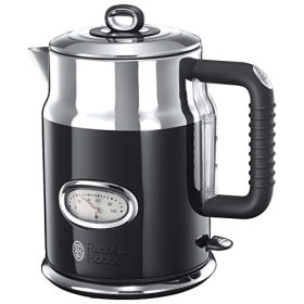 Russell Hobbs Bouilloire Electrique [Design Vintage Premium] Retro Noire 1,7L, 2400W, Ebullition Rapide, Jauge Température R