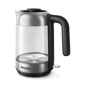 Philips Bouilloire Électrique - 1.7 L, Couvercle à Ressort et Voyant Lumineux, En Verre, Socle 360° HD9339/80 