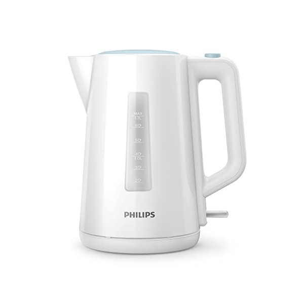 Philips Domestic Appliances Bouilloire Électrique - 1.7 L, Couvercle à Ressort et Voyant Lumineux, Socle 360°, Blanc HD9318/