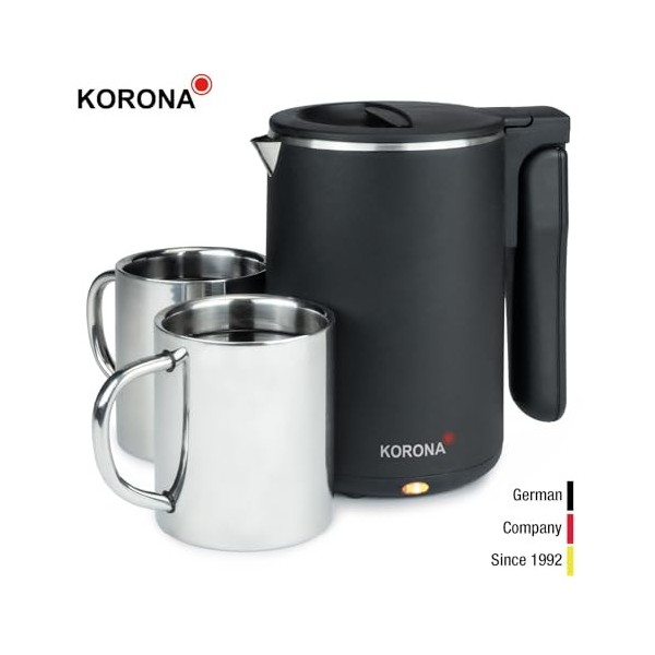 Korona Bouilloire sans fil, boîtier Cool-Touch, rabattable noir 20250