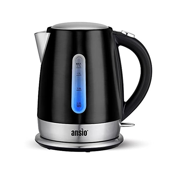 ANSIO Bouilloire electriques, 2200W,1.7L, Bouilloire - Bouilloire inox, Arrêt Automatique - Protection Anti-ébullition à Sec-