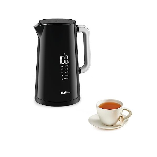 Tefal Bouilloire électrique noire, Écran numérique digital,1,7 L, 5 températures, Paroi anti-brûlure, Maintien au chaud 30min
